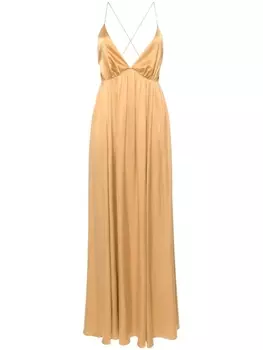 ZIMMERMANN шелковое платье макси с открытой спиной, нейтральный цвет