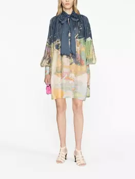 ZIMMERMANN шелковое платье мини Lyrical Barrel, синий