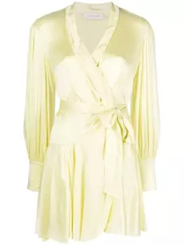 ZIMMERMANN шелковое платье с запахом и длинным рукавами, желтый