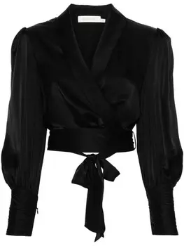 ZIMMERMANN шелковый топ с запахом, черный