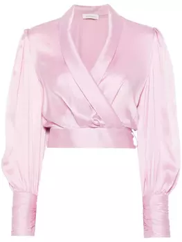 ZIMMERMANN шелковый топ с запахом, розовый