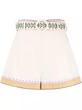ZIMMERMANN шорты August с вышивкой, нейтральный цвет