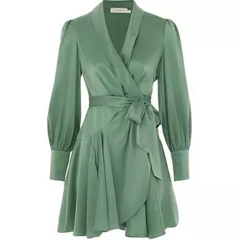 Zimmermann SS24 Женское платье с длинными рукавами, цвет «матча-зеленый»