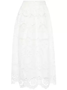 ZIMMERMANN юбка миди Lexi с вышивкой, белый