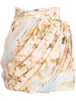 ZIMMERMANN юбка мини Luminosity с драпировкой, нейтральный цвет