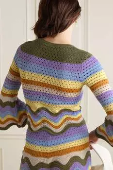 ZIMMERMANN Вязаный крючком свитер Raie в полоску с фестонами, фиолетовый