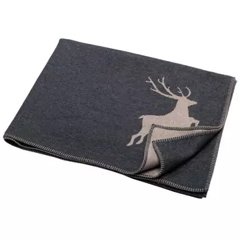 Зимнее хлопковое фланелевое одеяло с рисунком оленя - Sylt David Fussenegger, антрацит, 140х200см