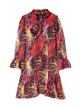 Зимнее мини-платье Mainline из твила с хризантемами Kate Spade New York, черный