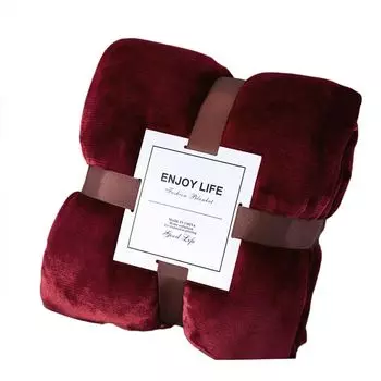 Зимнее однотонное утолщенное теплое фланелевое одеяло для автомобиля, офисного дивана, спальни, винно-красного цвета. Размеры: 1,5 x 2,0 м Stuttg