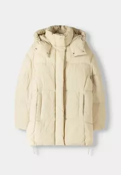 Зимнее пальто Bershka, песочный