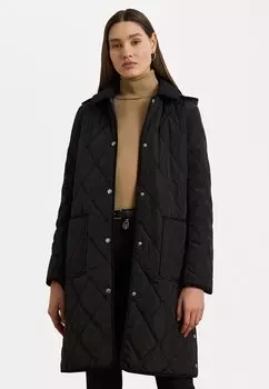 Зимнее пальто CORDUROY-TRIM LOGO QUILTED HOODED COAT Lauren Ralph Lauren, черный