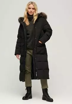 Зимнее пальто EVEREST LONGLINE PUFFER Superdry, сине-черный деним