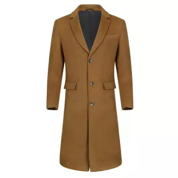 Зимнее пальто из шерсти с воротником стойкой и приталенным кроем длиной до колен цвета Allthemen, коричневый