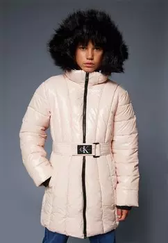 Зимнее пальто LONG BELTED PUFFER COAT Calvin Klein Jeans, цвет rose clay