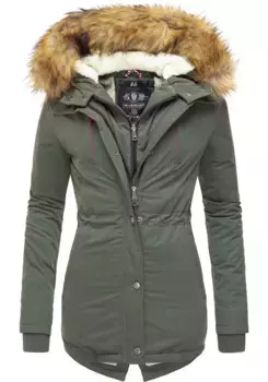 Зимнее пальто Marikoo "Akira", элегантная зимняя парка с капюшоном из искусственного меха, зеленый