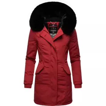 Зимнее пальто Marikoo "Кармаа", элегантная парка с капюшоном из искусственного меха, красный