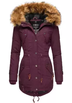 Зимнее пальто Marikoo "La Viva Prc", стильная зимняя парка со съемным искусственным мехом, красный