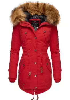 Зимнее пальто Marikoo "La Viva Prc", стильная зимняя парка со съемным искусственным мехом, красный