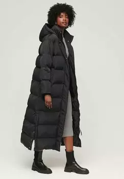 Зимнее пальто MAXI HOODED PUFFER Superdry, черный