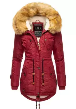 Зимнее пальто Navahoo "La Viva", качественная зимняя парка с крупным искусственным мехом, красный