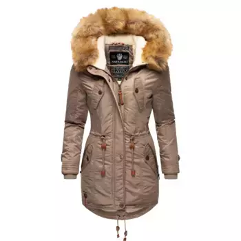 Зимнее пальто Navahoo "La Viva", качественная зимняя парка с крупным искусственным мехом, коричневый