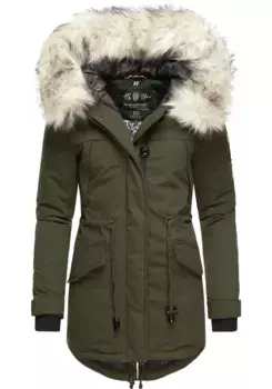Зимнее пальто Navahoo "Lady Like", элегантная парка со съемным искусственным мехом, зеленый