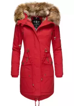 Зимнее пальто Navahoo "Rosinchen", стильная женская зимняя хлопковая парка с искусственным мехом, красный