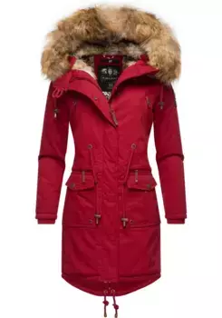 Зимнее пальто Navahoo "Rosinchen", стильная женская зимняя хлопковая парка с искусственным мехом, красный