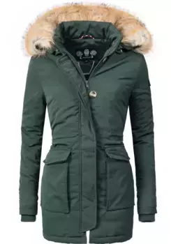 Зимнее пальто Navahoo "Снежный ангел", качественная парка с элегантным искусственным мехом, зеленый