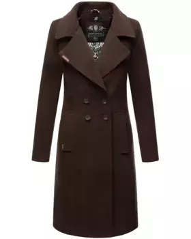 Зимнее пальто Navahoo "Wooly" — элегантный женский тренч в стиле шерстяного пальто, коричневый