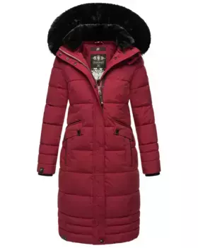 Зимнее пальто Наваху "Фахмия", элегантное стеганое пальто с капюшоном из мягкого искусственного меха Navahoo, бордовый