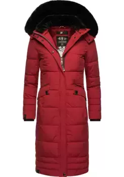 Зимнее пальто Наваху "Фахмия", элегантное стеганое пальто с капюшоном из мягкого искусственного меха Navahoo, красный