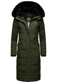 Зимнее пальто Наваху "Фахмия", элегантное стеганое пальто с капюшоном из мягкого искусственного меха Navahoo, зеленый