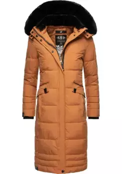 Зимнее пальто Наваху "Фахмия", элегантное стеганое пальто с капюшоном из мягкого искусственного меха Navahoo, цвет Ocker