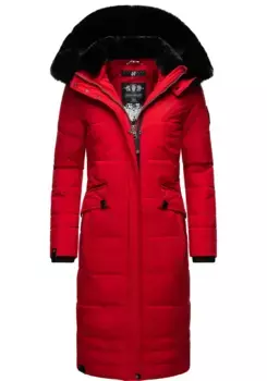 Зимнее пальто Наваху "Фахмия", элегантное стеганое пальто с капюшоном из мягкого искусственного меха Navahoo, красный