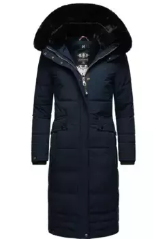 Зимнее пальто Наваху "Фахмия", элегантное стеганое пальто с капюшоном из мягкого искусственного меха Navahoo, синий