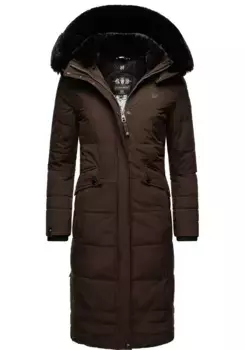 Зимнее пальто Наваху "Фахмия", элегантное стеганое пальто с капюшоном из мягкого искусственного меха Navahoo, коричневый
