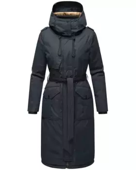 Зимнее пальто Наваху "Hokulanii", длинное зимнее женское пальто с поясом Navahoo, цвет морской волны