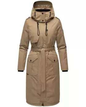 Зимнее пальто Наваху "Hokulanii", длинное зимнее женское пальто с поясом Navahoo, коричневый