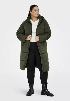 Зимнее пальто ONLY Carmakoma, темно-зеленый