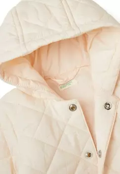 Зимнее пальто QUILTED WITH HOOD United Colors of Benetton, розовый