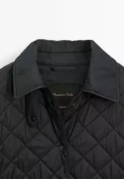 Зимнее пальто QUILTED WITH SNAP BUTTONS Massimo Dutti, черный