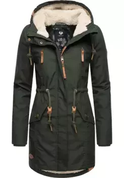 Зимнее пальто Ragwear "Элси", стильная зимняя парка с капюшоном и флисом Тедди, зеленый