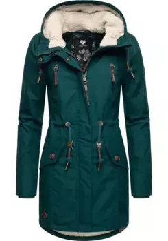 Зимнее пальто Ragwear "Элси", стильная зимняя парка с капюшоном и флисом Тедди, зеленый