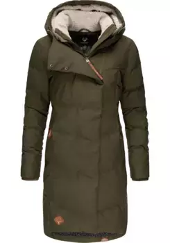 Зимнее пальто Ragwear "Pavla II Intl.", стеганая зимняя парка с большим капюшоном, зеленый