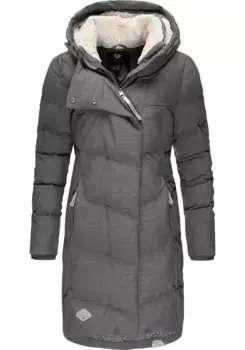 Зимнее пальто Ragwear "Pavla II Intl.", стеганая зимняя парка с большим капюшоном, серый