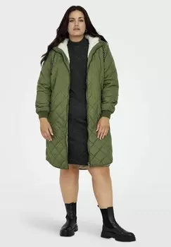 Зимнее пальто STEPP CURVY EINFARBIGER ONLY Carmakoma, темно-зеленый