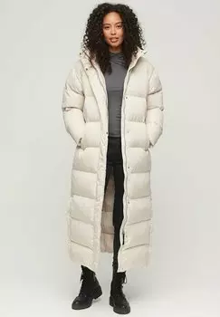 Зимнее пальто Superdry ПУФФ МАКСИ С КАПЮШОНОМ, цвет rainy day grey
