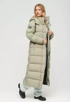 Зимнее пальто Superdry ПУФФЕР RIPSTOP LONGLINE, цвет football grid light khaki
