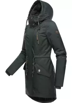 Зимнее пальто в стиле рэгвир "Elsie Melange", непромокаемая зимняя парка с капюшоном и флисом Тедди Ragwear, зеленый